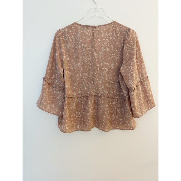 Wishlist Mauve Blush Ruffle Peplum Blouse Size Medium - Picture 5 of 9